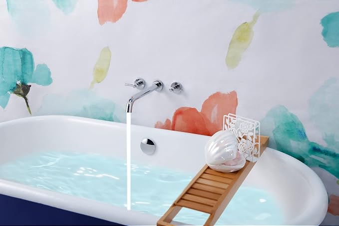 Wall Mount Tub Filler, Two Handle Bathtub Faucet, Extra Long Spout Reach - Image 4