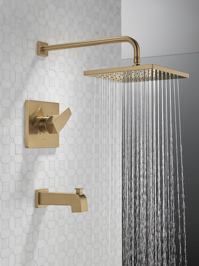 Delta Faucet Modern Raincan Square Single-Function Tub and Shower Trim Kit Gold - Image 2