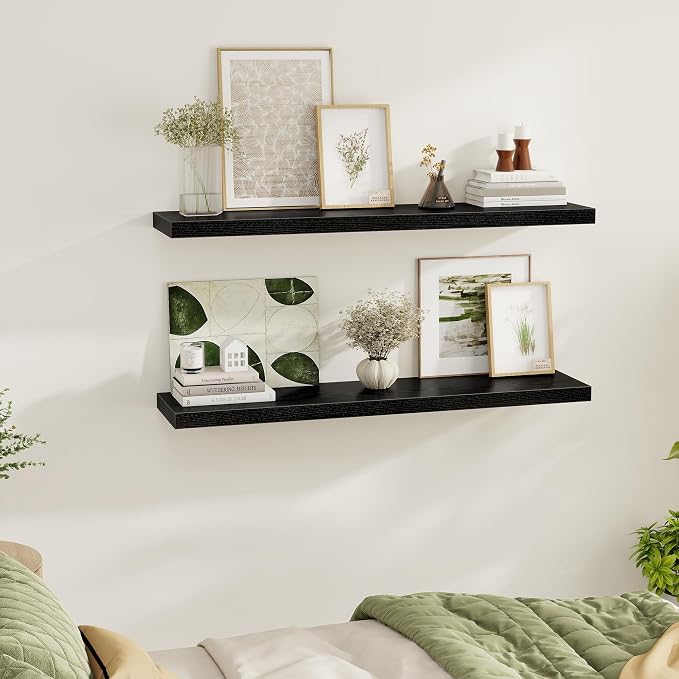 Black Floating Shelves Wall Shelf 48 Inch, 9.3 Inch Deep Floating Shelf - Image 2