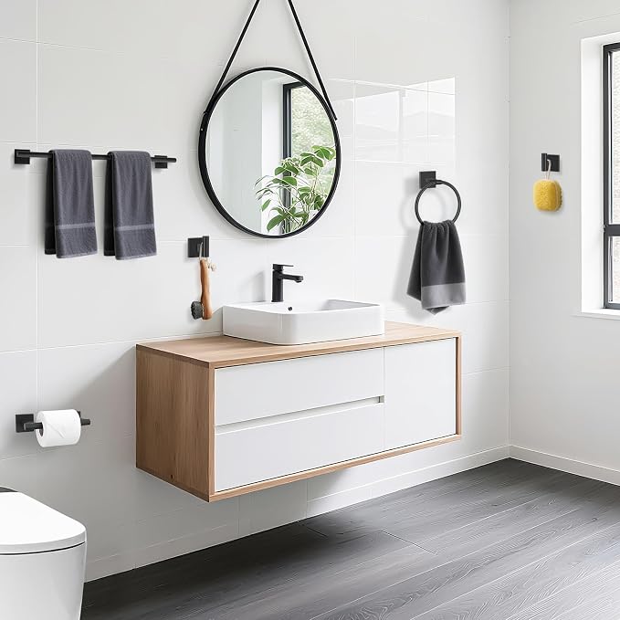 TURS Matte Black 5 Piece Bathroom Hardware Accessories Set, SUS304 Stainless - Image 6