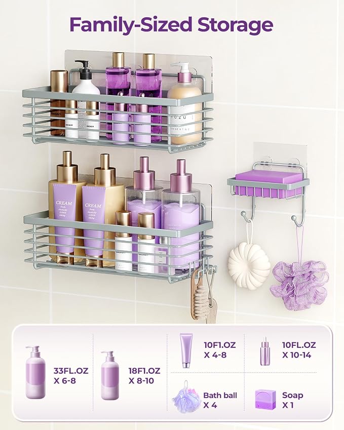 ODesign Shower Caddy 3 Pack SUS304 Stainless Steel-No Drilling-Shower Bathroom - Image 5