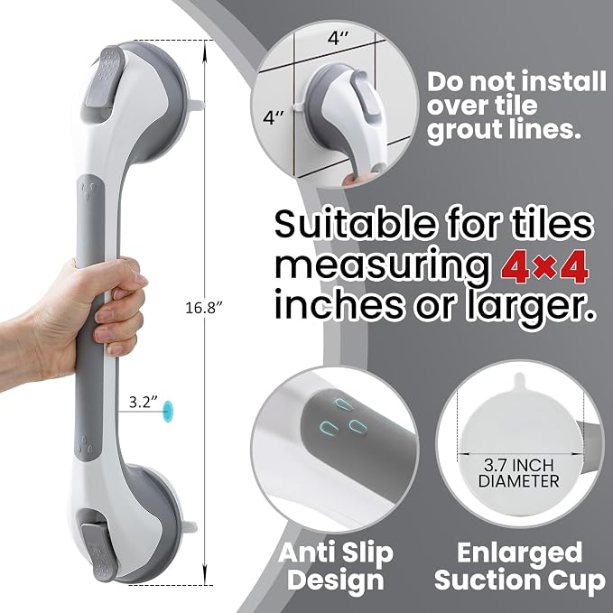 TAILI Shower Grab Bar 16 Inch Suction Cup Grab Bars - Image 3