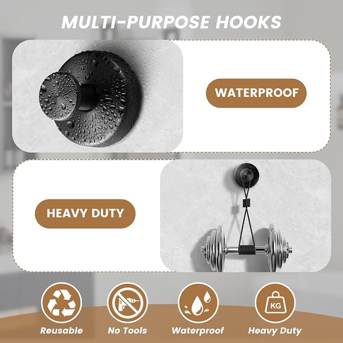 BKV Suction Cup Hooks for Glass Window, Removable Shower Hooks for Inside Shower - Image 4