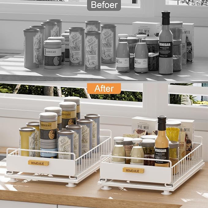 Under Sink Organizer, 2 Packs Under Sink Organizers and Storage, Slide Out Pull - Image 5
