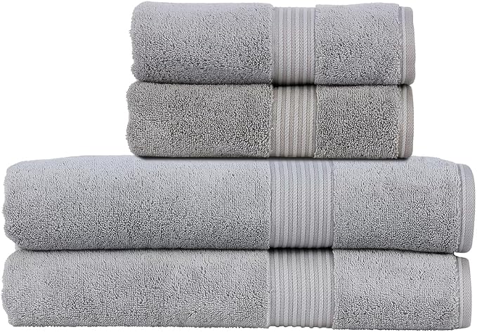 Christy Supreme Hygro 4 Piece Towel Set | Silver | 100% Luxury Supima Cotton | by Christy