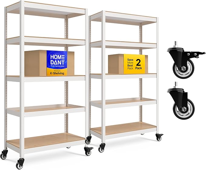 HOMEDANT House 5-Tier Metal Rolling Cart Shelf Rack Casters Heavy Duty by TheBestOrganizingSolution