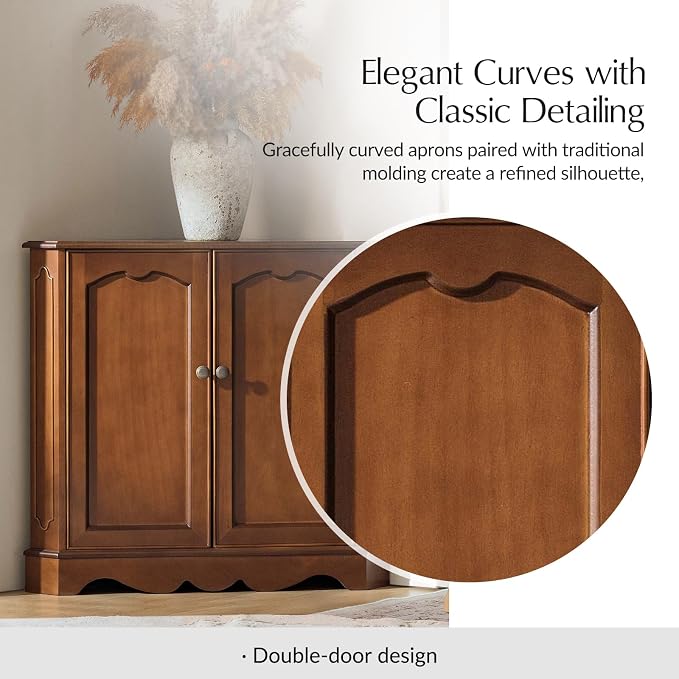 HULALA HOME Traditional Corner Triangle Cabinet, Freestanding Narrow Storage - Image 3
