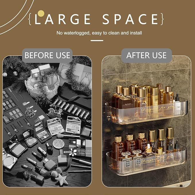 Acrylic Bathroom Shelves 2Pack, No Drilling Plastic Wall Shelf Organizer - Image 7