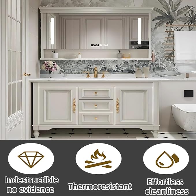 72IN Cream White Bathroom Vanity - Image 7