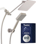 HammerHead® Solid Metal Dual Shower Head Combo — 8" Square Rain Shower Head by HammerHeadShowers