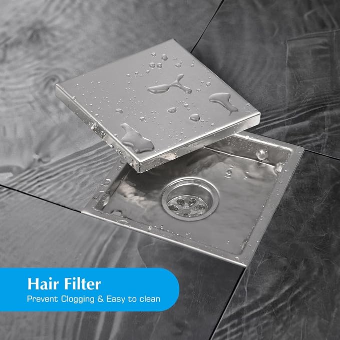Square Shower Drain, AISI 304 Stainless Steel Shower Floor Drain - Image 4