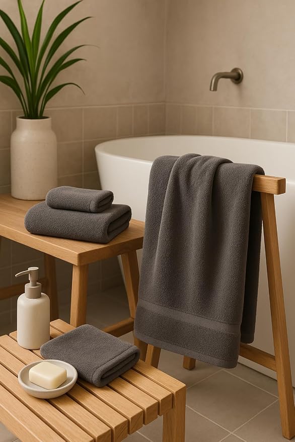 3-Piece Towel Set – 100% Cotton Bath Towel, Hand Towel & Washcloth – Soft - Image 3