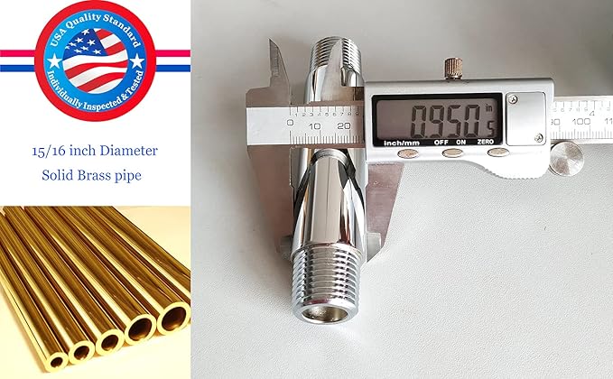 Aquaiaw Shower Arm and O-Ring Flange, 3 inch, Solid Brass, Both Soldered 1/2 - Image 3