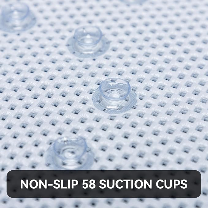 Bathtub Mat Non Slip 36” X 17” Gray Blue Shower Mat Soft Foam Bath Mats - Image 3
