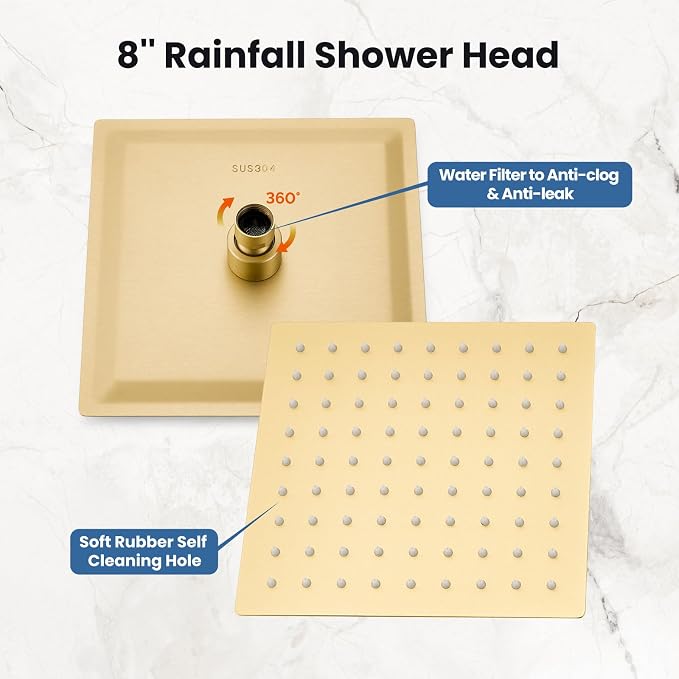 Airuida Shower Faucet Set Bathroom Rain Shower System SUS304 Stainless Steel - Image 8
