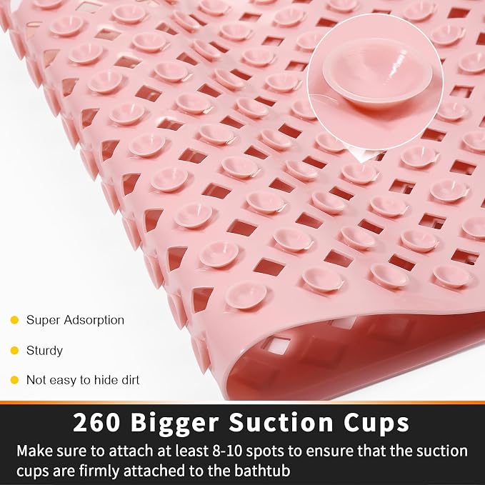 Yimobra Bathtub Mat Non Slip, Super Strong Suction Cups, 27.5"x15.5" Long - Image 2