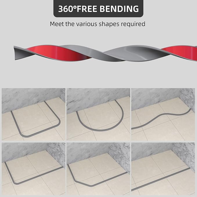 67Inch Collapsible Shower Threshold Water Dam Barrier, Self Adhesive Silicone - Image 5