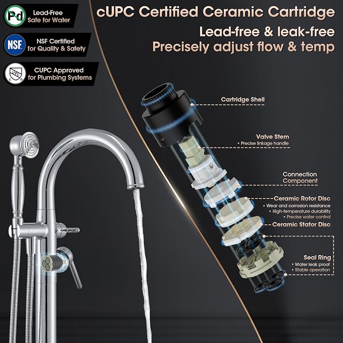 Free Standing Bathtub Faucet Brass Bathtub Faucets High Flow Soaker Tub Faucet - Image 5