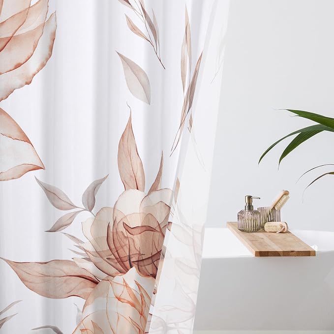 Small Stall Boho Watercolor Floral Shower Curtain 36 x 72, Artistic Narrow Half - Image 3
