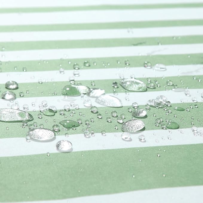 Green Shower Curtain 78 Inches Long, Sage Green and White Stripe Waterproof - Image 3