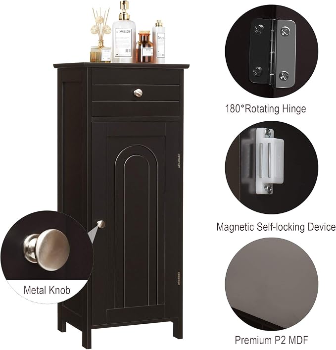 DORTALA Bathroom Floor Cabinet, Free-Standing Wooden Floor Storage Cabinet - Image 7