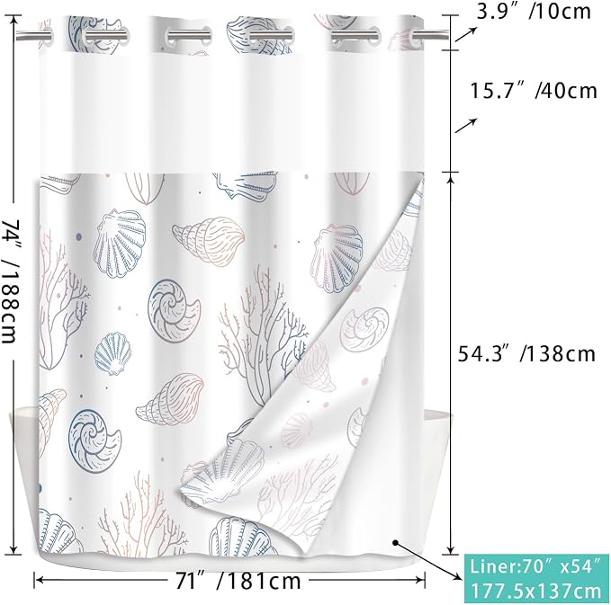 No Hook Shower Curtain Set - Image 2