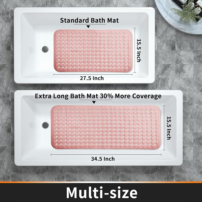 Yimobra Bathtub Mat Non Slip, Super Strong Suction Cups, 27.5"x15.5" Long - Image 6