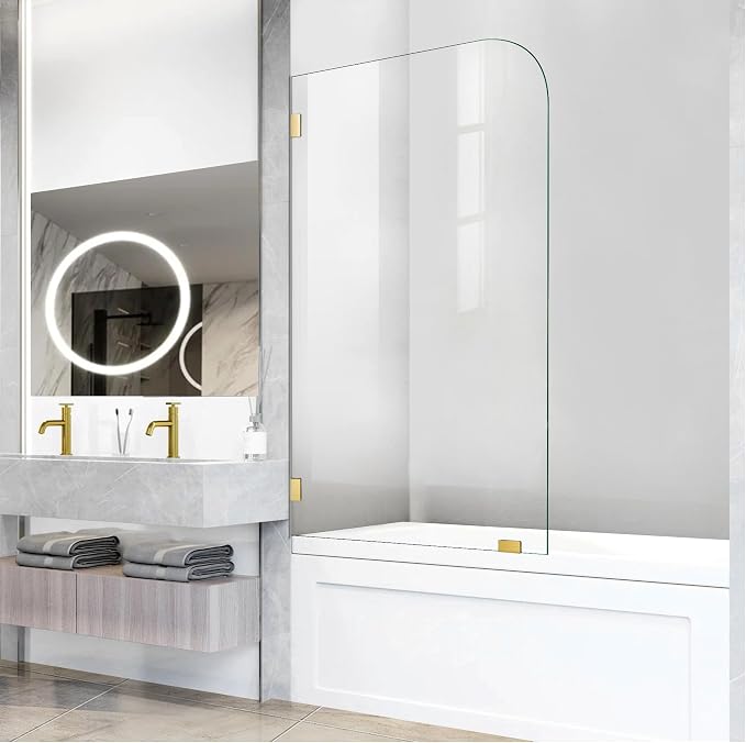 Frameless Bathtub Shower Door, 1/4" Clear Tempered Glass Bathroom Shower Screen by ELYXIAN