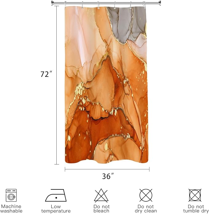 Small Stall Marble Shower Curtain 36 x 72 Inch, Half Narrow Abstract Modern - Image 6