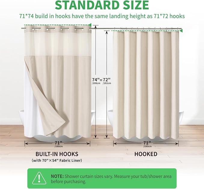 No Hooks Polyester Textured Shower Curtain - Image 6
