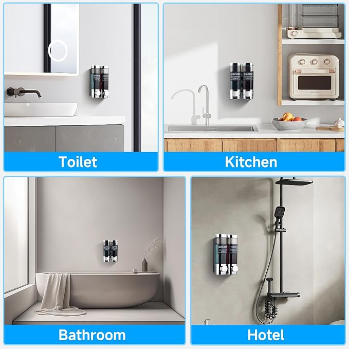 Shampoo and Conditioner Dispenser, GlintGath Shower Dispenser 2 Chamber No - Image 6