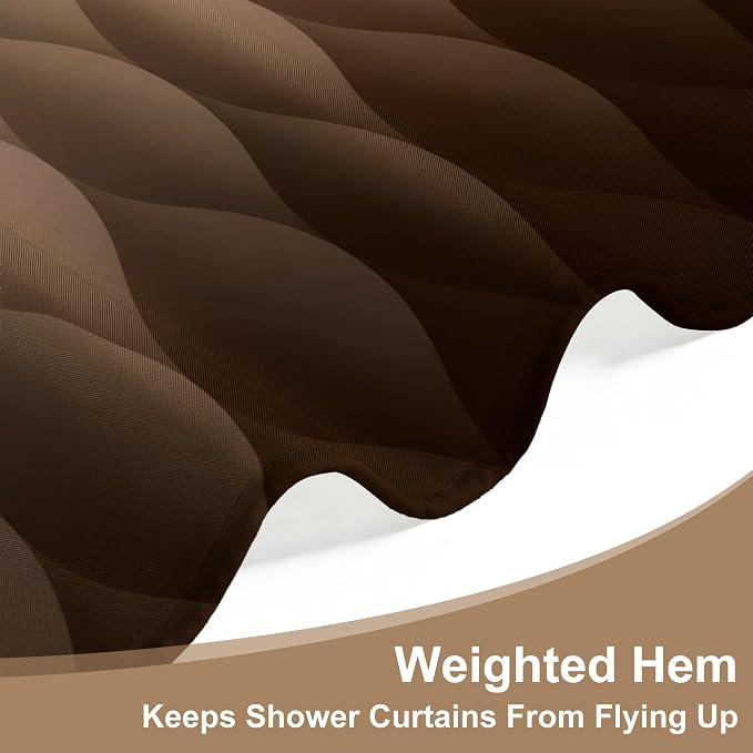 Brown Ombre Shower Curtain, Modern Geometric Shower Curtain Set, Washable - Image 5