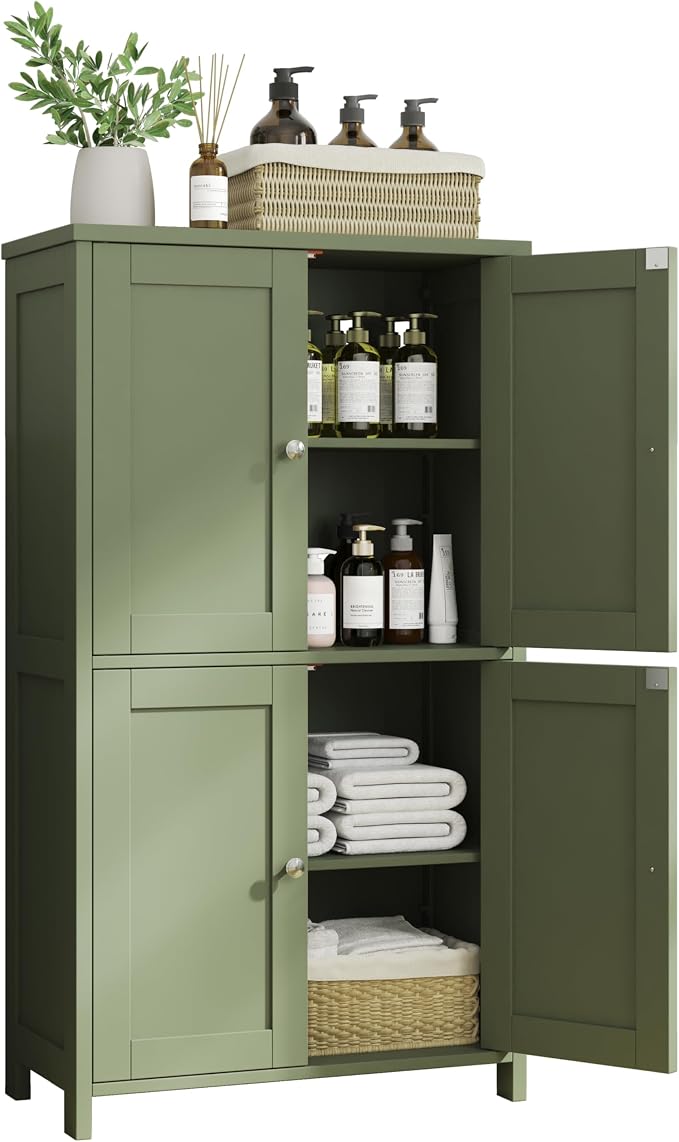 Nuturelly Bathroom Floor Storage Cabinet, Freestanding Pantry Cabinets - Image 7