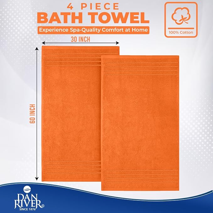 DAN River Extra Large Bath Towels Set of 4, 30 x 60 Inches - Image 2