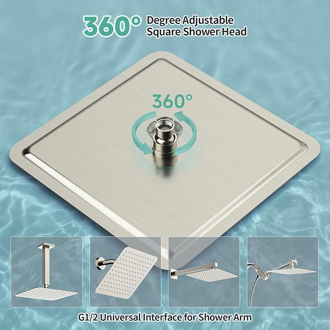 SR SUN RISE 12 Inch Rain Shower Head, High Pressure Rainfall Showerhead Large - Image 6