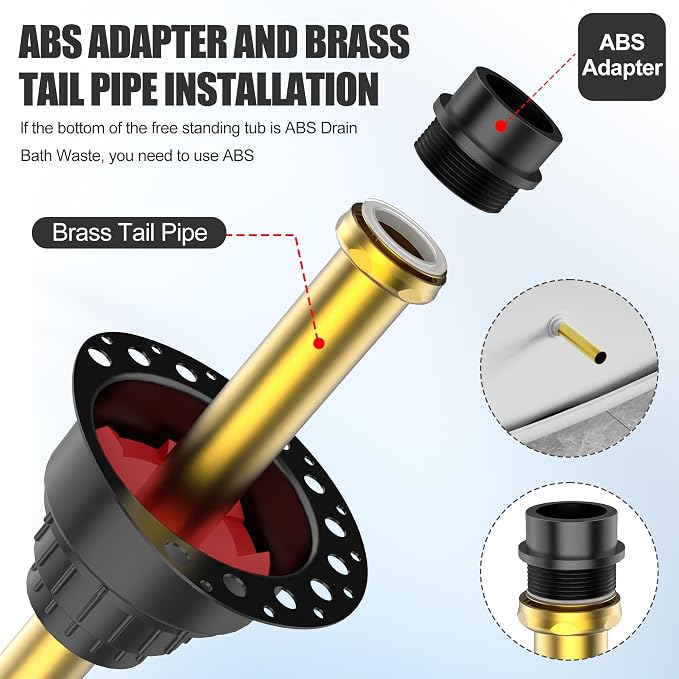 ABS Freestanding Tub Drain Kit, Bathtub Drain Rough-in Kit，Compatible - Image 3