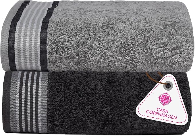 CASA COPENHAGEN He & She 2 Pieces Large Bath Sheet Set- Pine Grey + Grey Violet by CASACOPENHAGEN