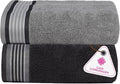 CASA COPENHAGEN He & She 2 Pieces Large Bath Sheet Set- Pine Grey + Grey Violet by CASACOPENHAGEN