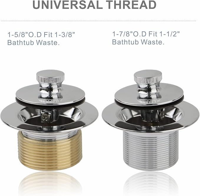Chrome Tub Drain Lift &Turn Tub Trim Set - Image 3