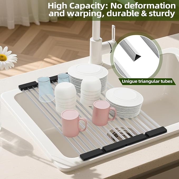 GAViA Roll Up Dish Drying Rack Over The Sink Drying Rack Stainless Steel Sink - Image 3