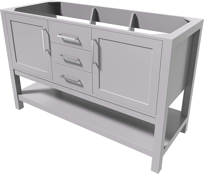 ARIEL 54" Grey Bathroom Vanity Base Cabinet, 2 Soft Closing Doors and 6 - Image 6