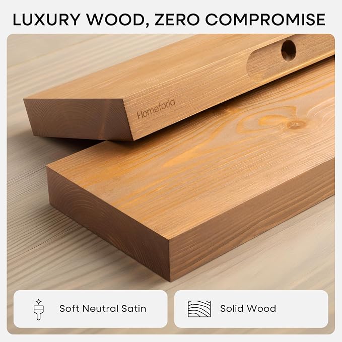 Homeforia 42 inch Golden Oak Floating Shelf, High End Solid Real Wood 42inch - Image 3