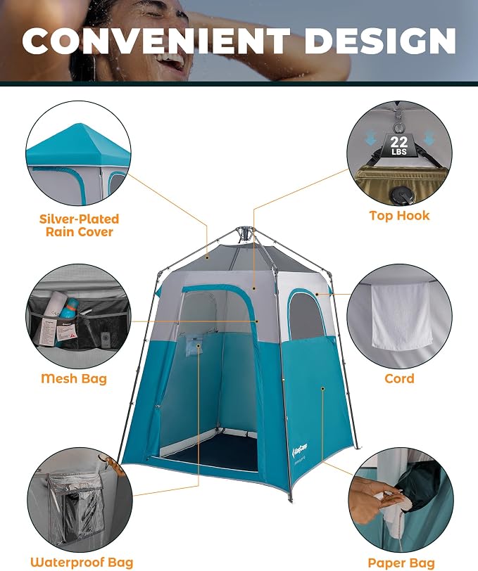 KingCamp Instant Shower Tent, Portable Superior Stable Privacy Shelter - Image 5