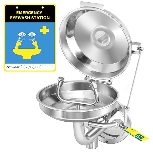 Eye Wash Station with Cover, Wall Mount Eyewash Station OSAH Approved, by Frifreego