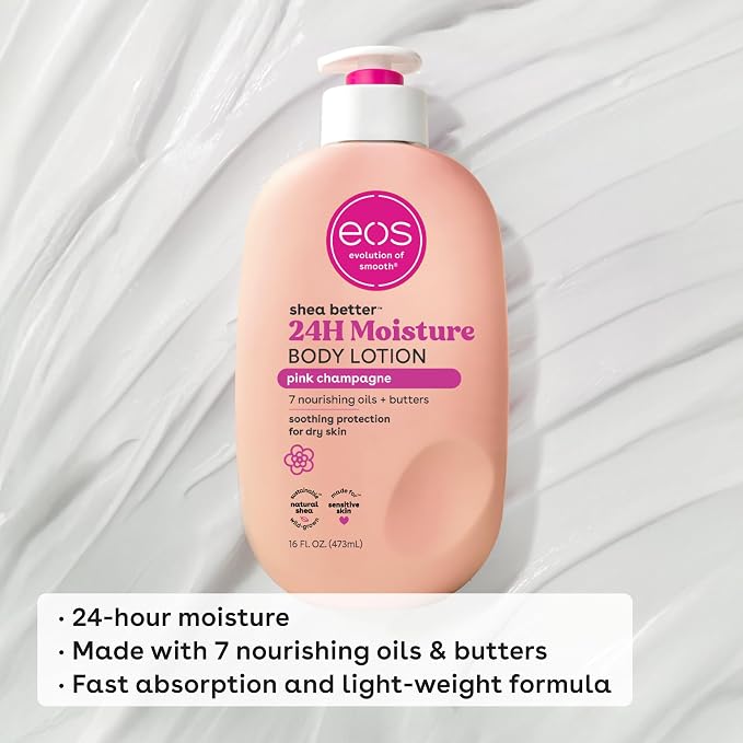 eos Shea Better Body Lotion Pink Champagne, 24-Hour Moisture Skin Care - Image 4