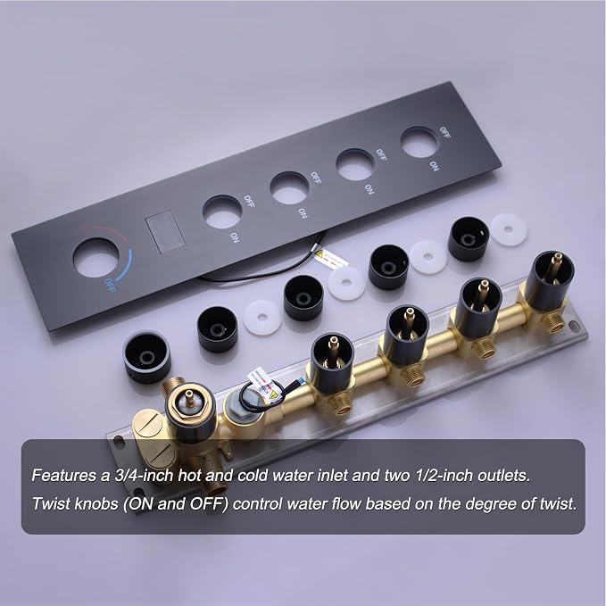 Temperature Display Oil Rubbed Bronze Shower System, Push Button Shower Faucet - Image 7