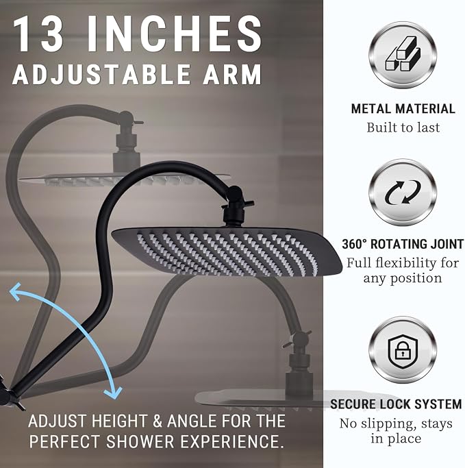 G-Promise 14 Inches Shower Faucet Sets Complete, All Metal Rainfall Shower Head - Image 5