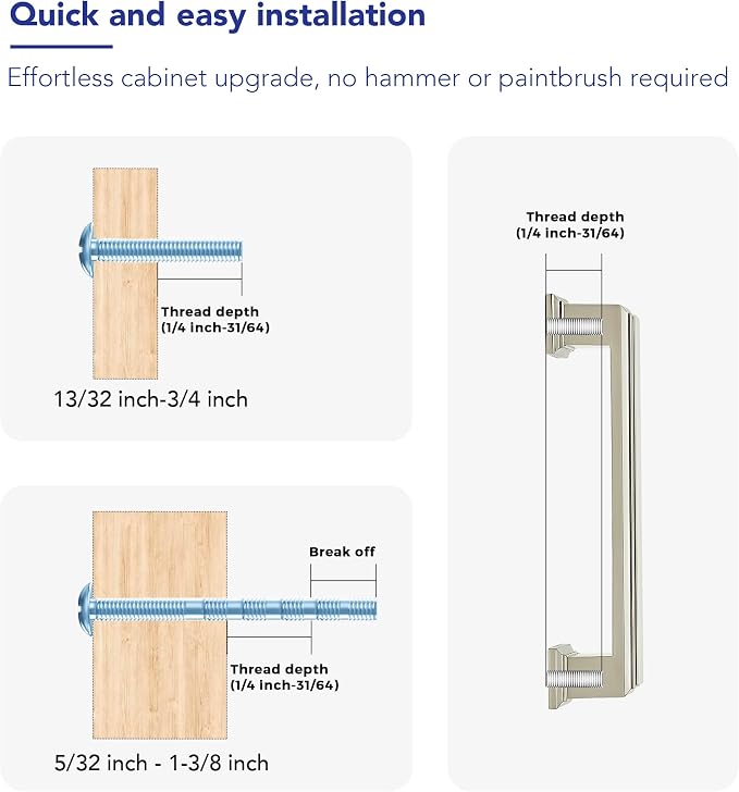 Ravinte Hardware 10 Pack Brushed Nickel Cabinet Pulls, 3-3/4 Inch Hole Center - Image 3