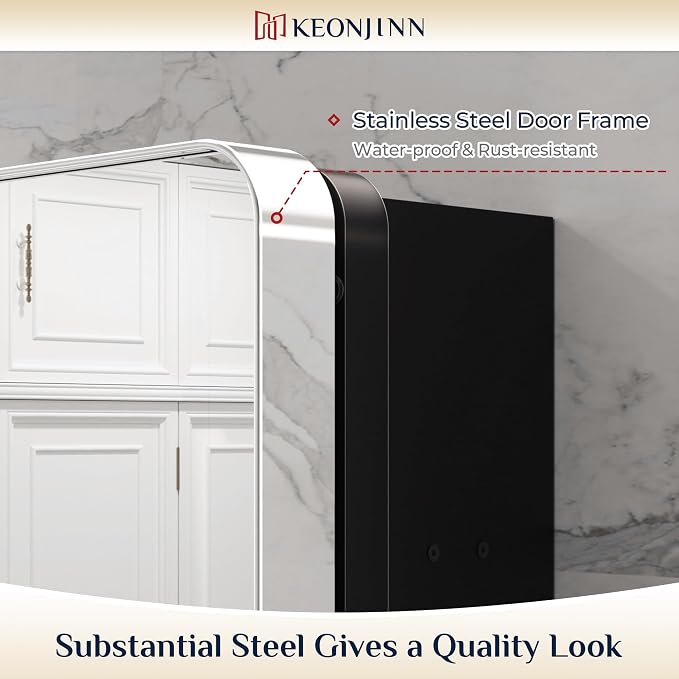 Keonjinn 24 x 32 Inch Chrome Recessed Medicine Cabinets, Bathroom Mirrored - Image 4