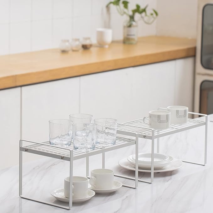 2Pack Kitchen Cabinet Shelf Counter Organizer Rack Pantry Storage Bathroom - Image 2
